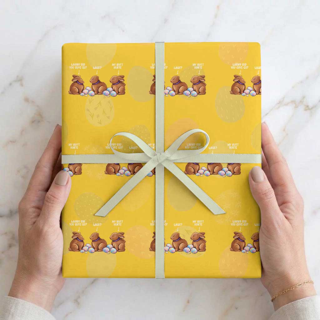 Funny Easter Bunny Wrapping Paper Roll Where Did You Guys Go Chocolate TS14 Yellow Print Your Wear