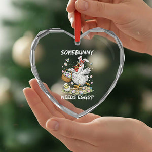 Funny Easter Chicken Bunny Ears Heart Crystal Glass Ornament Somebunny Needs Eggs TS12 Print Your Wear