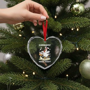 Funny Easter Chicken Bunny Ears Heart Crystal Glass Ornament Somebunny Needs Eggs TS12 Print Your Wear