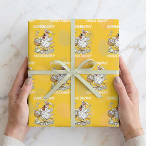 Funny Easter Chicken Bunny Ears Wrapping Paper Roll Somebunny Needs Eggs TS12 Yellow Print Your Wear