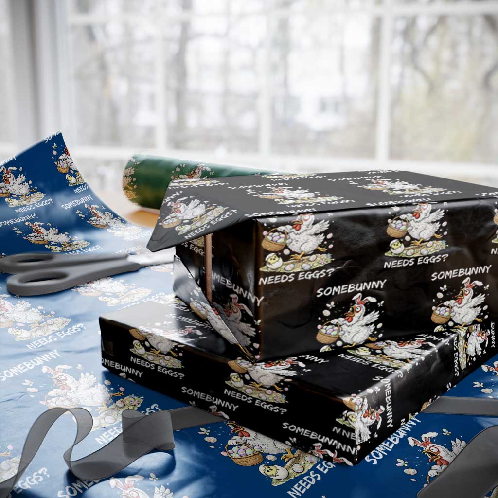 Funny Easter Chicken Bunny Ears Wrapping Paper Roll Somebunny Needs Eggs TS12 Black Print Your Wear