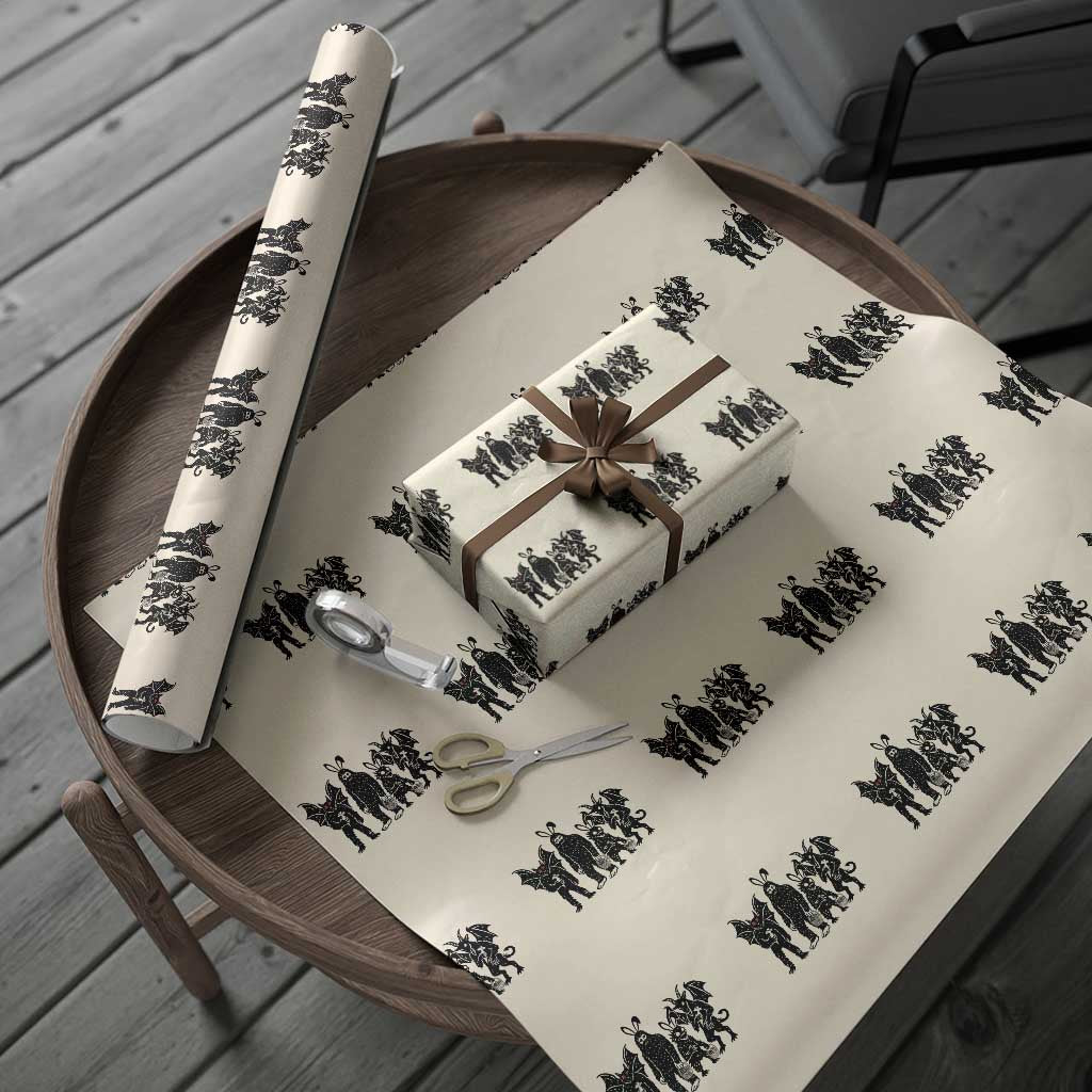 Funny Easter Cryptid Squad Wrapping Paper Roll Bigfoot Mothman Jersey Devil Chupacabra Gift TS12 Beige Print Your Wear