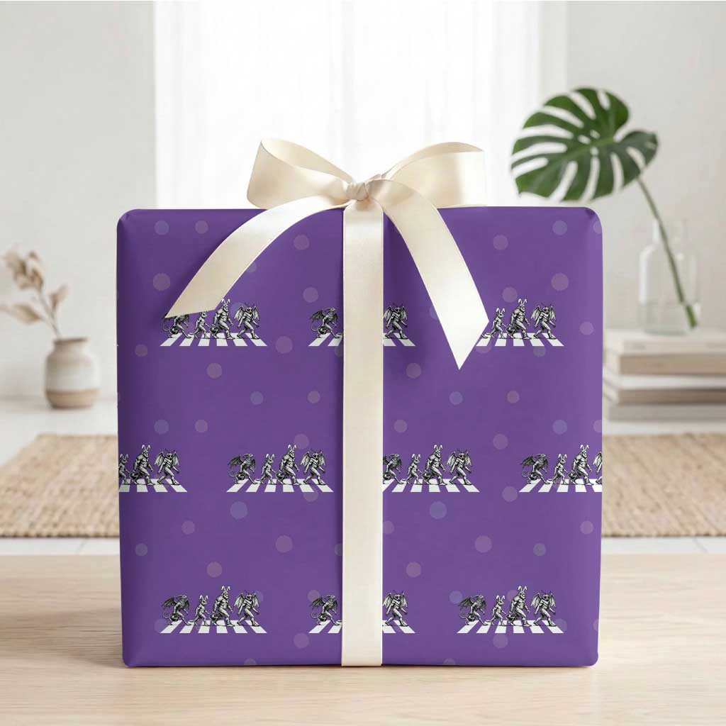 Funny Easter Cryptid Walk Wrapping Paper Roll Bigfoot Mothman Jersey Devil Chupacabra TS12 Purple Print Your Wear