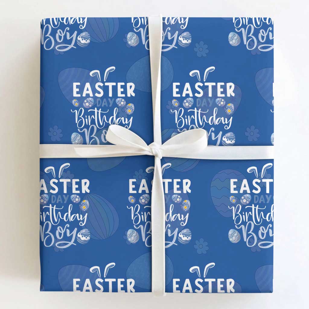 Funny Easter Day Birthday Boy Wrapping Paper Roll Born On Easter Day Eggs TS11 Royal Blue Print Your Wear