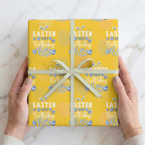 Funny Easter Day Birthday Boy Wrapping Paper Roll Born On Easter Day Eggs TS11 Yellow Print Your Wear