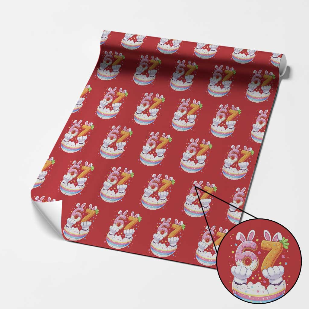 Funny Easter Day Bunny 67 Six Seven Meme Wrapping Paper Roll TS11 Red Print Your Wear