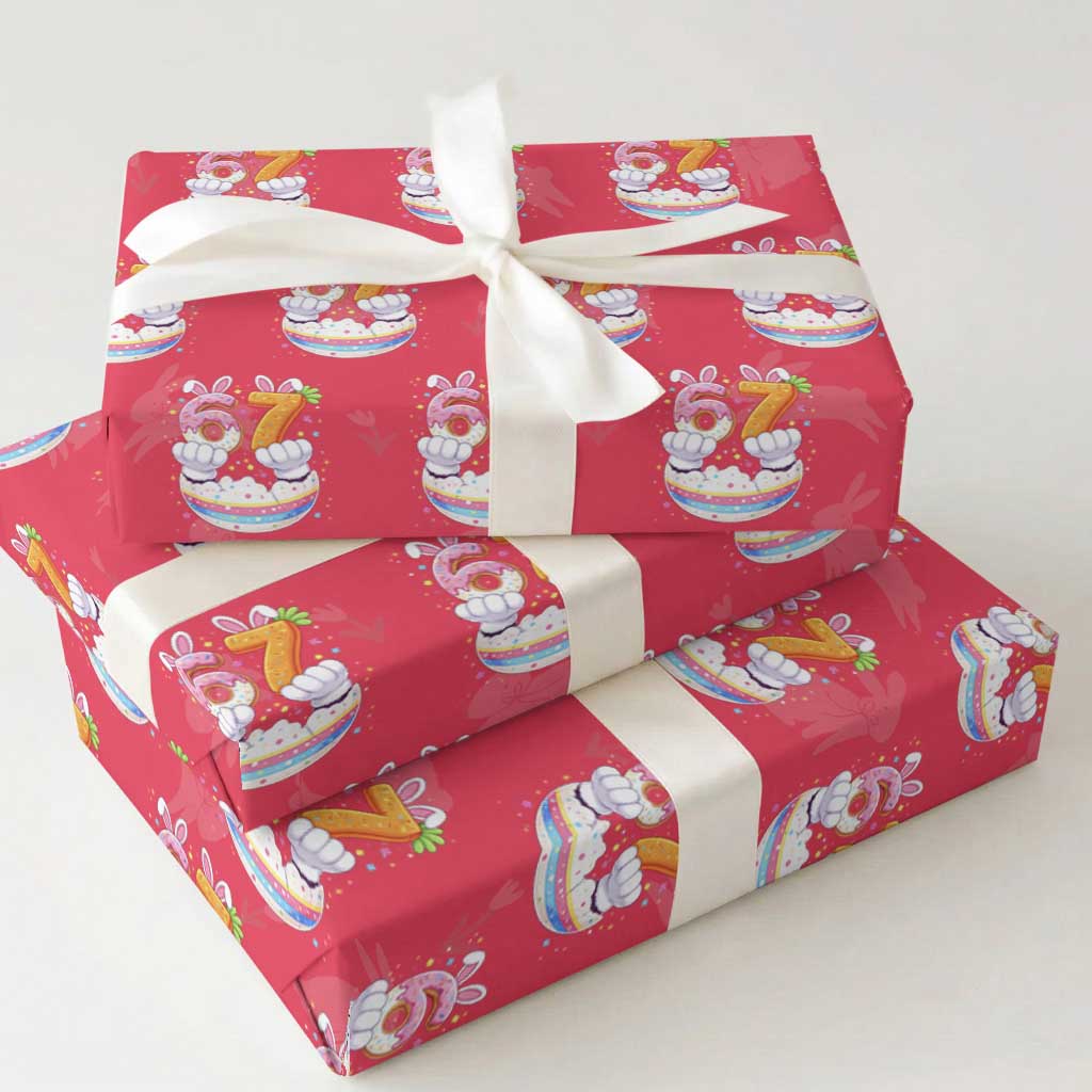 Funny Easter Day Bunny 67 Six Seven Meme Wrapping Paper Roll TS11 Red Print Your Wear