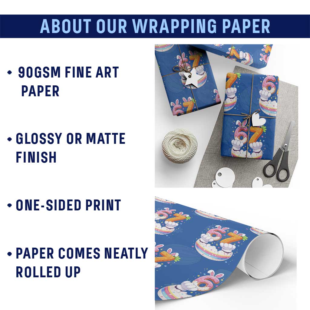 Funny Easter Day Bunny 67 Six Seven Meme Wrapping Paper Roll TS11 Print Your Wear