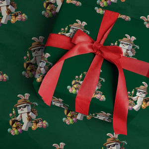 Funny Easter Day Bunny Miner Egg Video Game Wrapping Paper Roll TS11 Green Print Your Wear