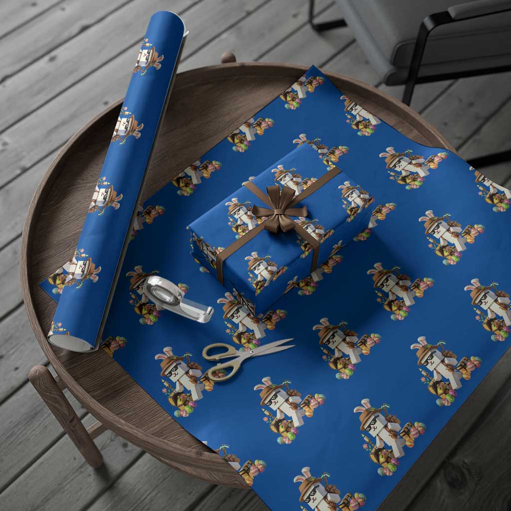 Funny Easter Day Bunny Miner Egg Video Game Wrapping Paper Roll TS11 Blue Print Your Wear