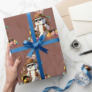 Funny Easter Day Bunny Miner Egg Video Game Wrapping Paper Roll TS11 Mocha Print Your Wear