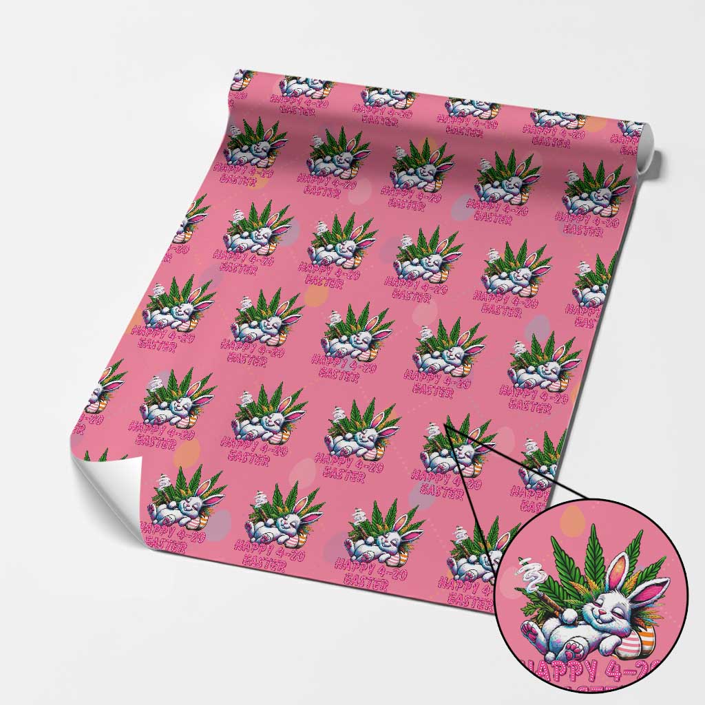 Funny Easter Day Cannabis Weed Wrapping Paper Roll Happy 420 Easter Bunny TS11 Pink Print Your Wear