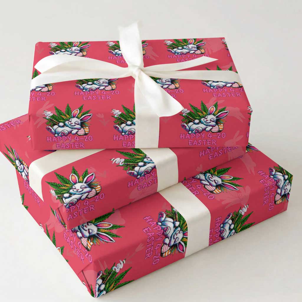 Funny Easter Day Cannabis Weed Wrapping Paper Roll Happy 420 Easter Bunny TS11 Red Print Your Wear
