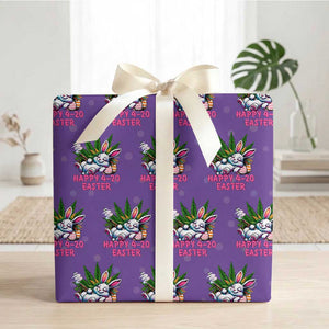 Funny Easter Day Cannabis Weed Wrapping Paper Roll Happy 420 Easter Bunny TS11 Purple Print Your Wear