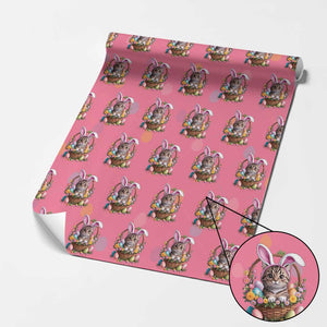 Funny Easter Day Cat Bunny Ears Egg Basket Wrapping Paper Roll TS11 Pink Print Your Wear