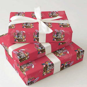 Funny Easter Day Cat Bunny Ears Egg Basket Wrapping Paper Roll TS11 Red Print Your Wear