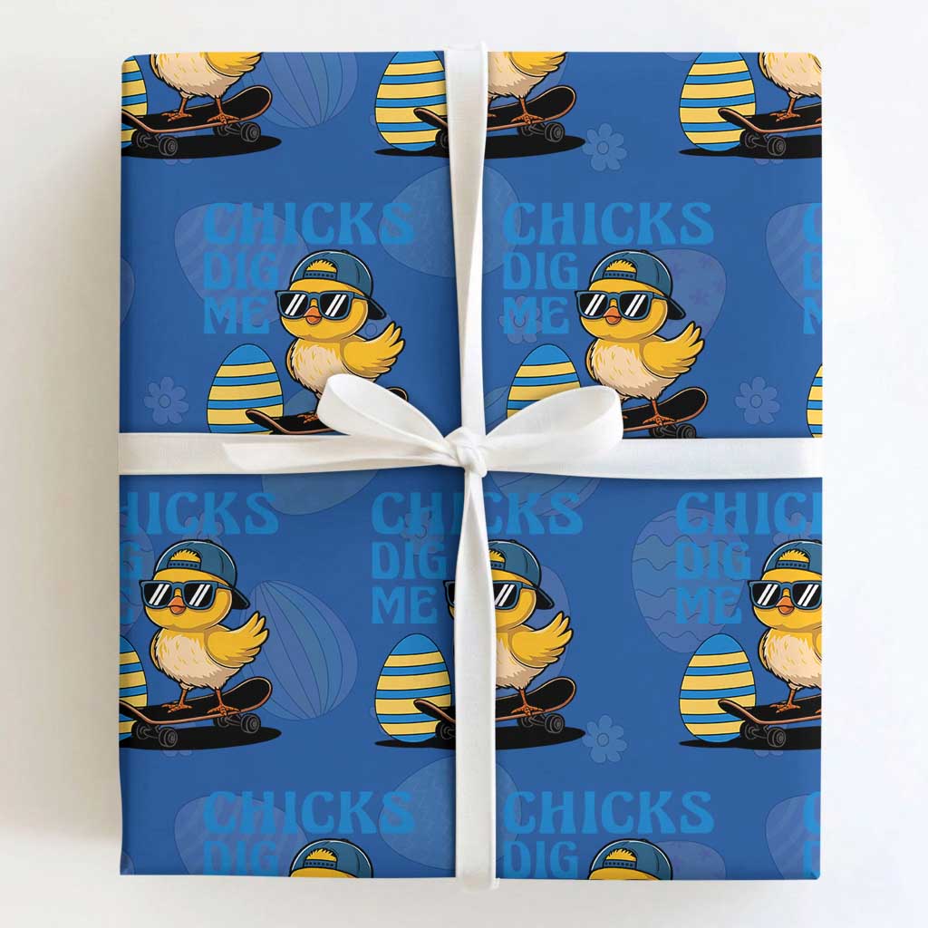 Funny Easter Day Chicks Dig Me Wrapping Paper Roll Cool Chicken TS11 Royal Blue Print Your Wear