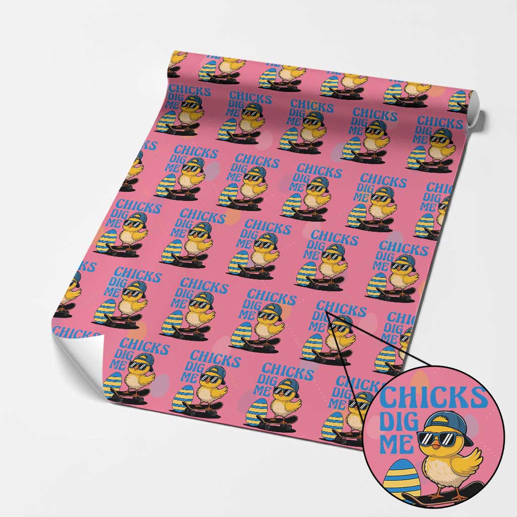 Funny Easter Day Chicks Dig Me Wrapping Paper Roll Cool Chicken TS11 Pink Print Your Wear