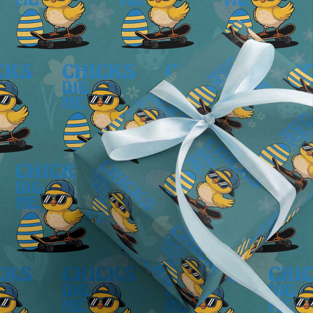 Funny Easter Day Chicks Dig Me Wrapping Paper Roll Cool Chicken TS11 Teal Print Your Wear