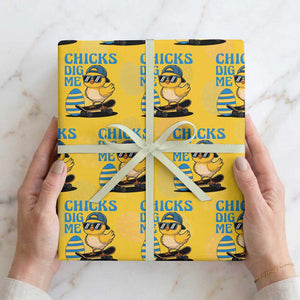 Funny Easter Day Chicks Dig Me Wrapping Paper Roll Cool Chicken TS11 Yellow Print Your Wear
