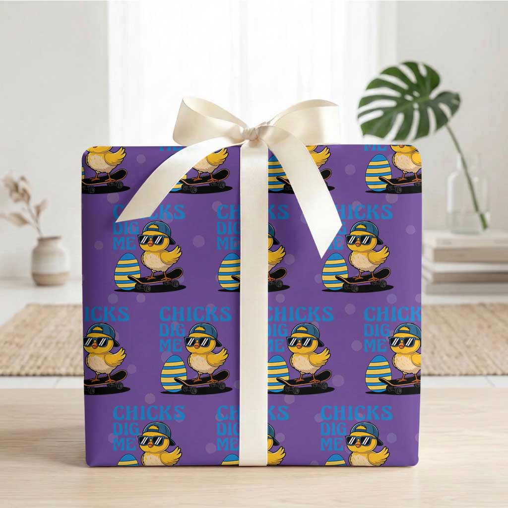 Funny Easter Day Chicks Dig Me Wrapping Paper Roll Cool Chicken TS11 Purple Print Your Wear