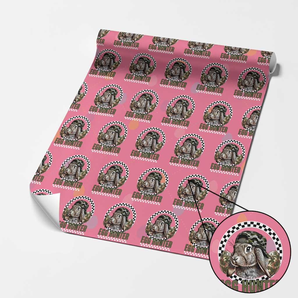 Funny Easter Day Egg Hunter Wrapping Paper Roll Bunny Hunting Camo Egg TS11 Pink Print Your Wear