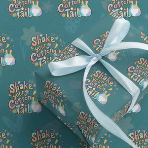 Funny Easter Day Retro Bunny Shake Your Cotton Tail Wrapping Paper Roll TS11 Teal Print Your Wear