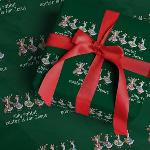 Funny Easter Day Silly Goose Wrapping Paper Roll Silly Rabbit Easter Is For Jesus TS11 Green Print Your Wear