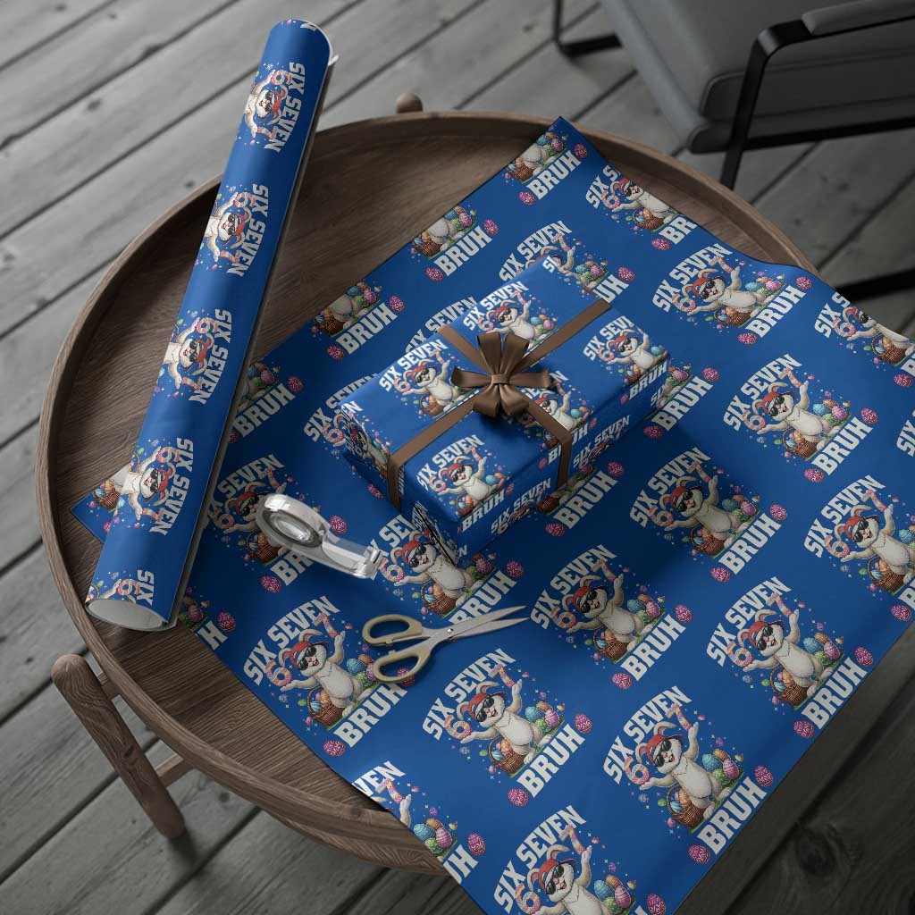 Funny Easter Day Six Seven Bruh Wrapping Paper Roll 67 Bunny Easter Eggs TS11 Blue Print Your Wear