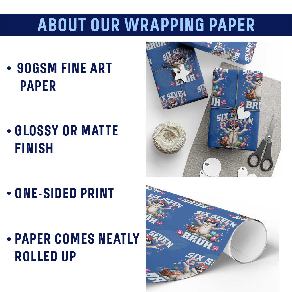 Funny Easter Day Six Seven Bruh Wrapping Paper Roll 67 Bunny Easter Eggs TS11 Print Your Wear