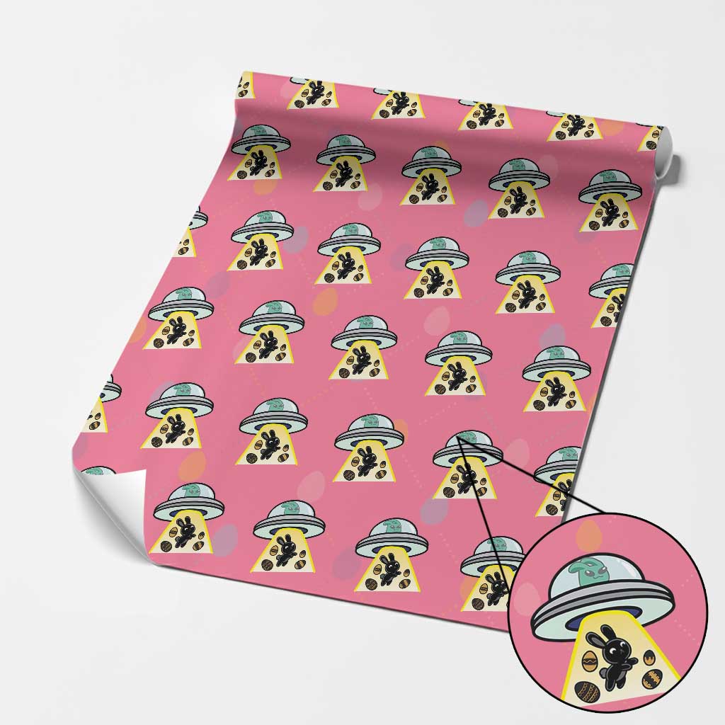 Funny Easter Day UFO Alien Bunny Wrapping Paper Roll TS11 Pink Print Your Wear