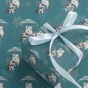 Funny Easter Day UFO Bunny Alien Eggs Wrapping Paper Roll TS11 Teal Print Your Wear