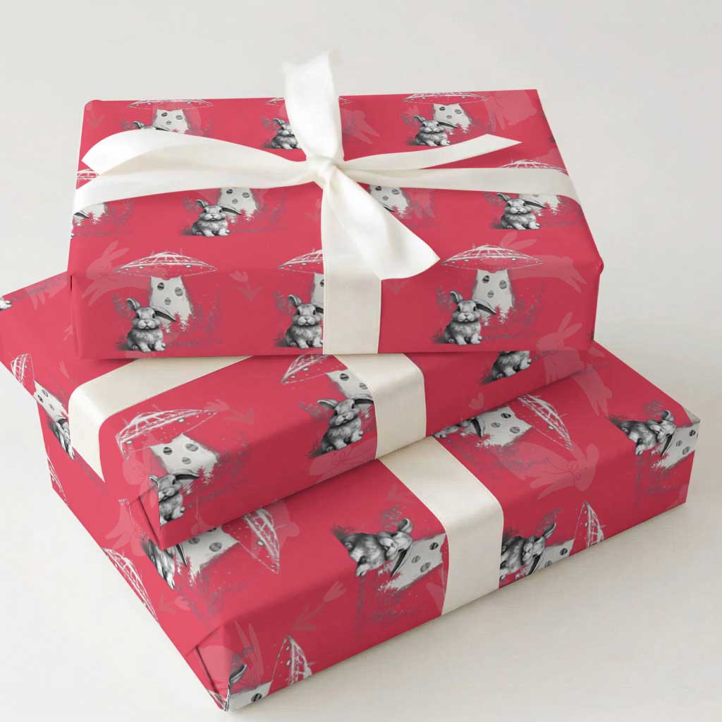 Funny Easter Day UFO Bunny Alien Eggs Wrapping Paper Roll TS11 Red Print Your Wear