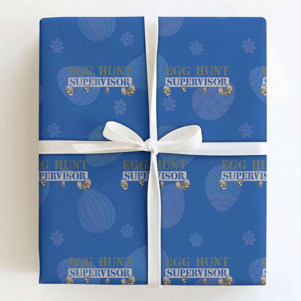 Funny Easter Egg Hunt Supervisor Wrapping Paper Roll Camouflage Camo Egg Hunting Easter Day TS11 Royal Blue Print Your Wear