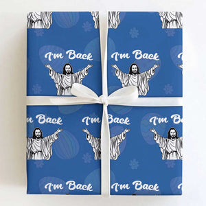 Funny Easter Jesus Meme Wrapping Paper Roll I'm Back TS14 Royal Blue Print Your Wear