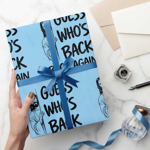 Funny Easter Jesus Wrapping Paper Roll Guess Who's Back Back Again TS14 Light Blue Print Your Wear
