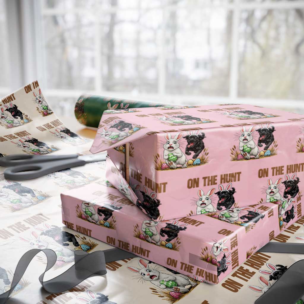 Funny Easter Labrador Bunny Ears Wrapping Paper Roll On The Hunt TS12 Light Pink Print Your Wear