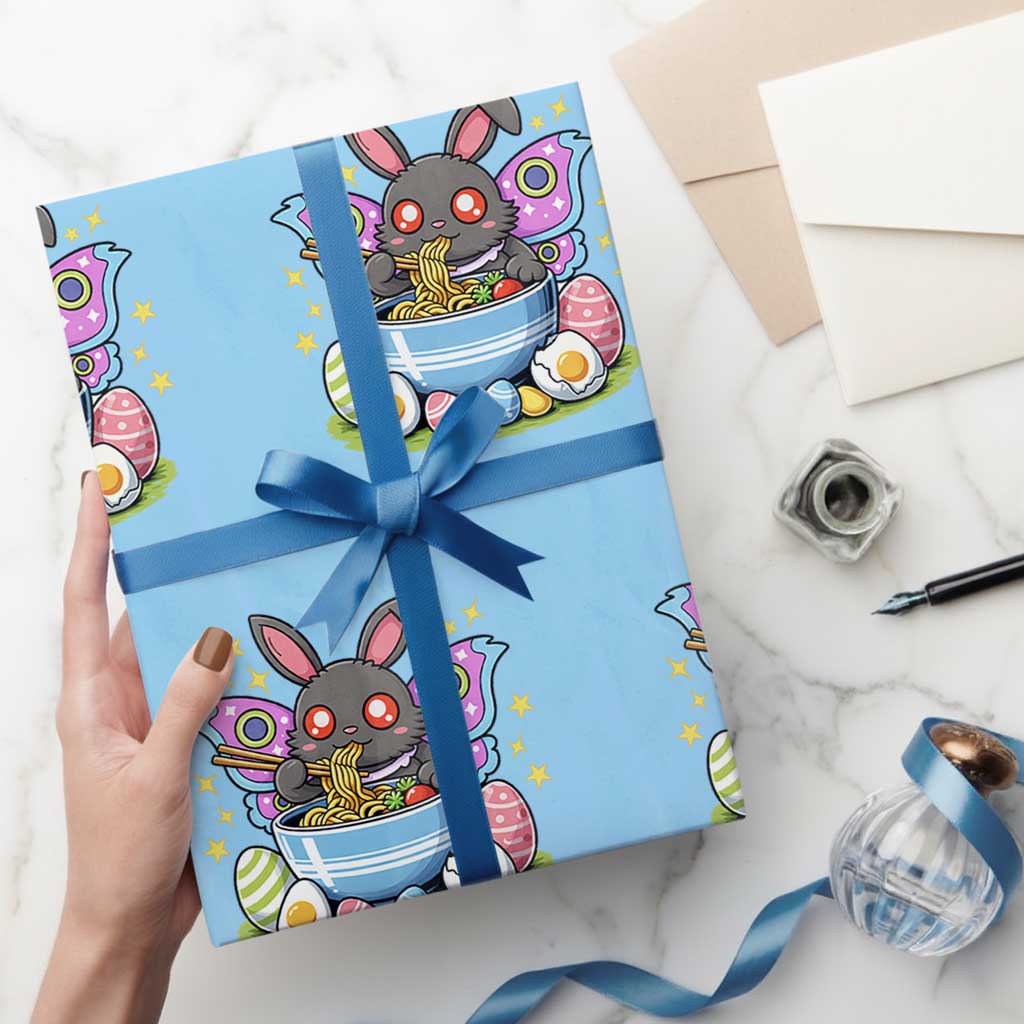 Funny Easter Mothman Eating Ramen Wrapping Paper Roll Cryptid Lover Gift TS12 Light Blue Print Your Wear