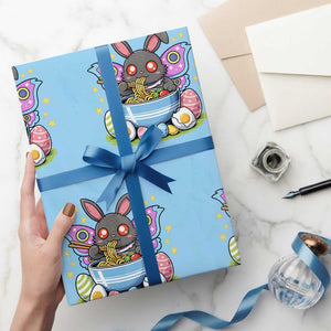 Funny Easter Mothman Eating Ramen Wrapping Paper Roll Cryptid Lover Gift TS12 Light Blue Print Your Wear