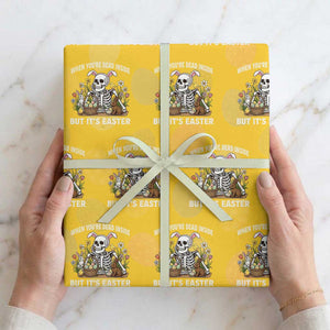Funny Easter Skeleton Wrapping Paper Roll When You're Dead Inside But It's Easter TS14 Yellow Print Your Wear