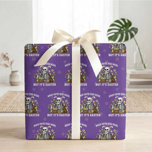 Funny Easter Skeleton Wrapping Paper Roll When You're Dead Inside But It's Easter TS14 Purple Print Your Wear