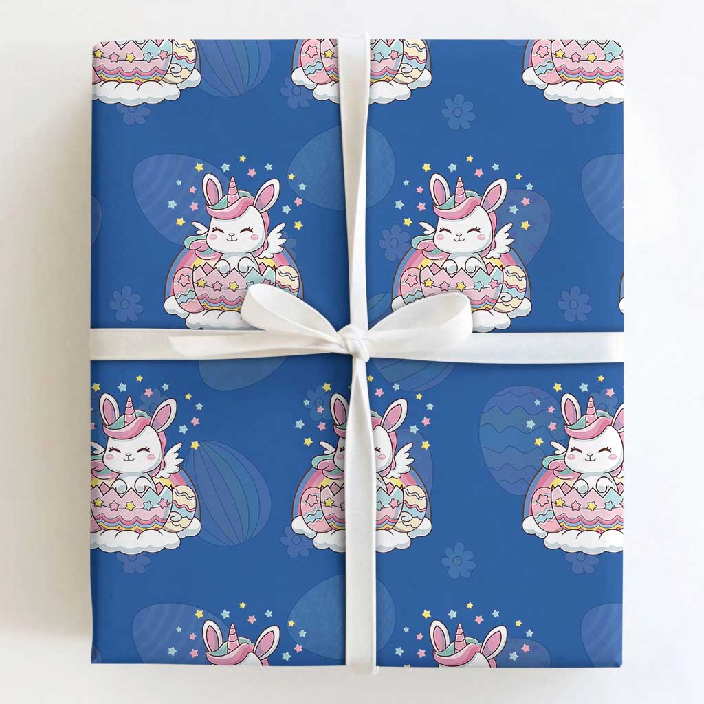 Funny Easter Unicorn Bunny Easter Eggs Wrapping Paper Roll TS11 Royal Blue Print Your Wear