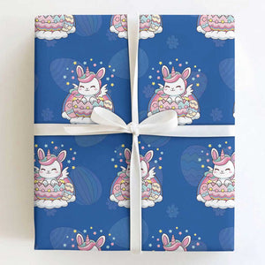 Funny Easter Unicorn Bunny Easter Eggs Wrapping Paper Roll TS11 Royal Blue Print Your Wear