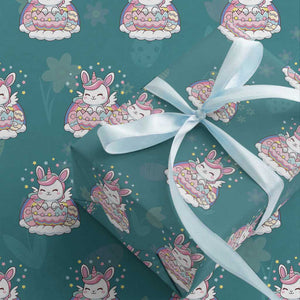 Funny Easter Unicorn Bunny Easter Eggs Wrapping Paper Roll TS11 Teal Print Your Wear