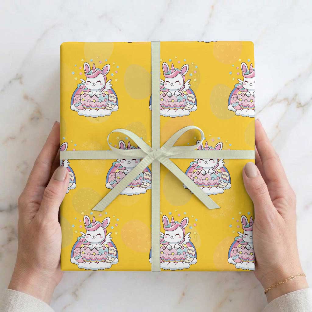 Funny Easter Unicorn Bunny Easter Eggs Wrapping Paper Roll TS11 Yellow Print Your Wear
