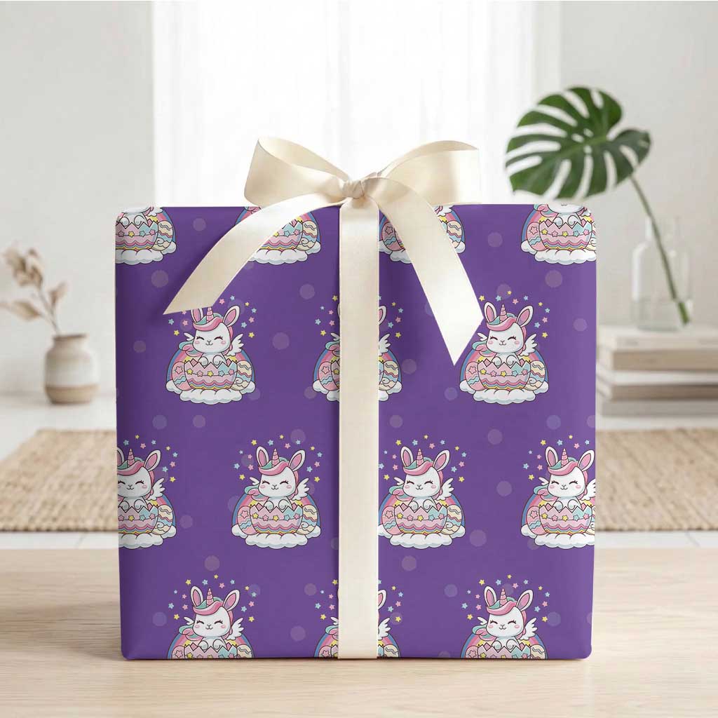 Funny Easter Unicorn Bunny Easter Eggs Wrapping Paper Roll TS11 Purple Print Your Wear