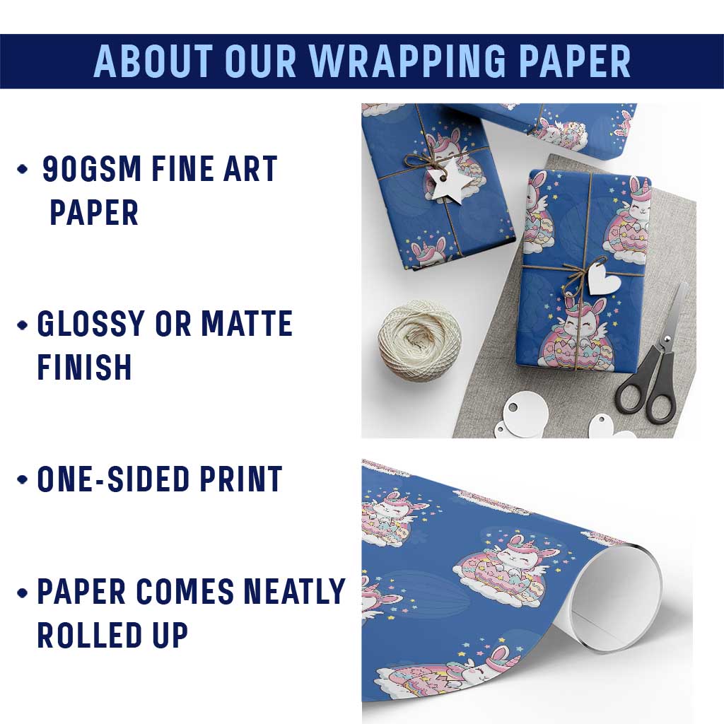 Funny Easter Unicorn Bunny Easter Eggs Wrapping Paper Roll TS11 Print Your Wear