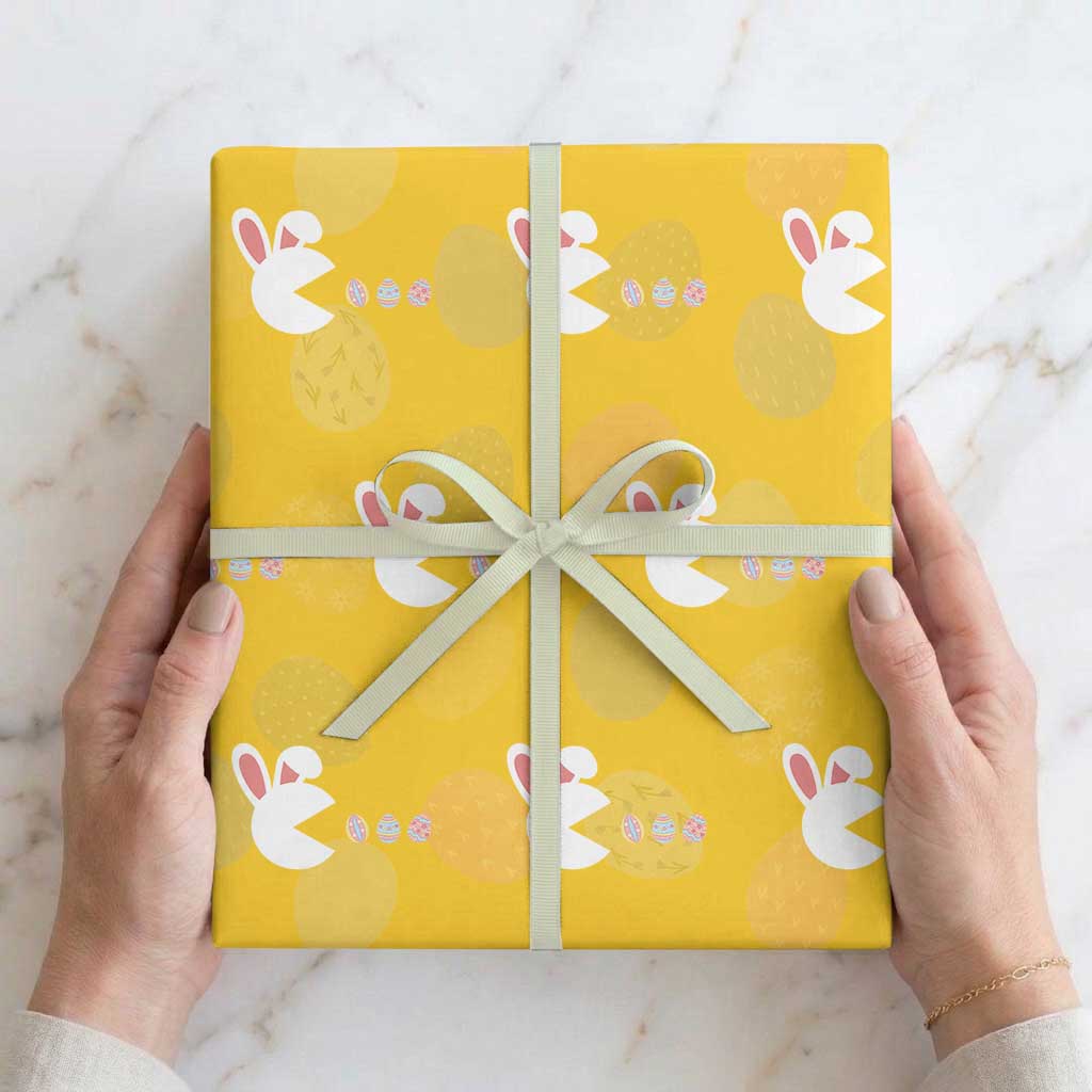 Funny Easter Wrapping Paper Roll Bunny Gamer Egg Hunter TS14 Yellow Print Your Wear