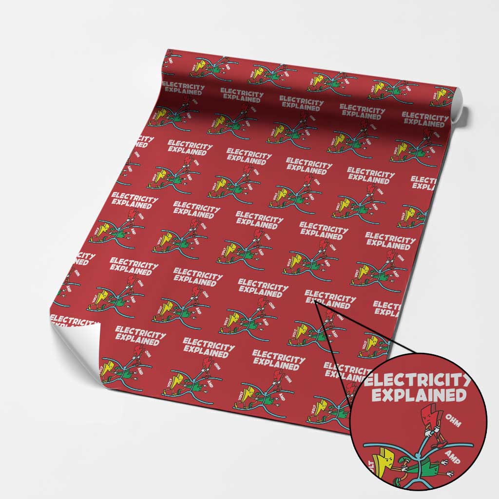 Funny Electricity Wrapping Paper Roll Ohm's Law Electricity Explained TS14 Red Print Your Wear