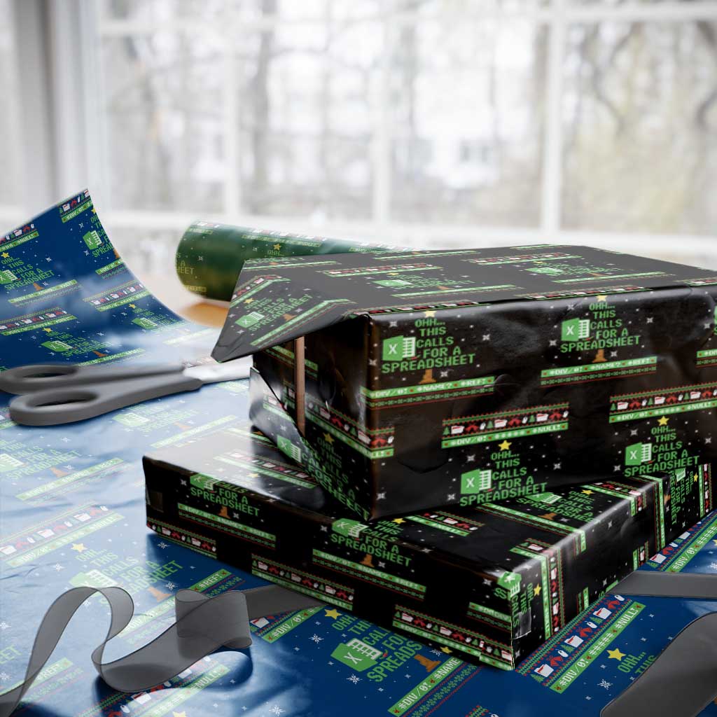 Funny Excel Christmas Tree Wrapping Paper Roll This Calls for a Spreadsheet Xmas DIV0 Errors TS02 Black Print Your Wear